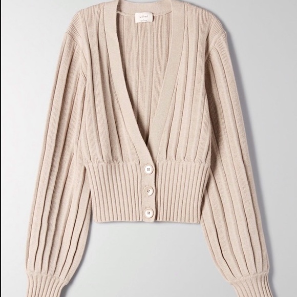 S Wilfred Plunge Front Cardigan - Beige Thais